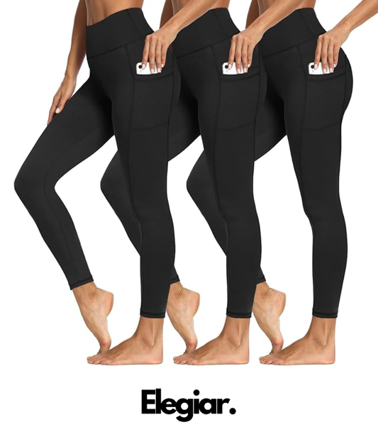 3 Pack Tummy Control Leggings with Pockets