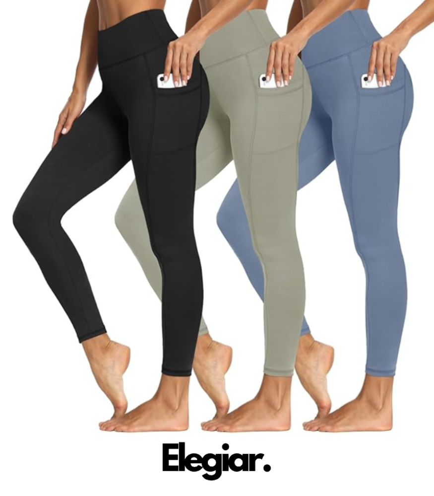 3 Pack Tummy Control Leggings with Pockets